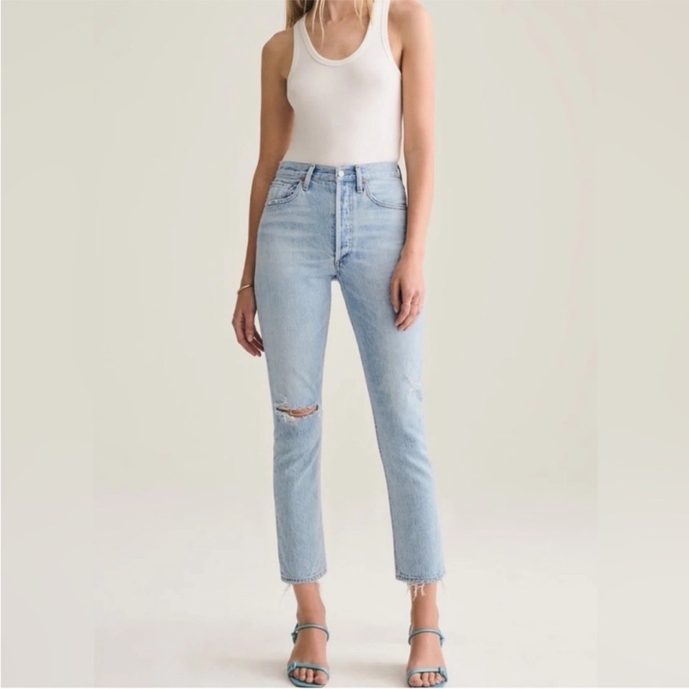 AGOLDE Rileyβ Hi Rise Straight Crop Jean Light Wash Size 25